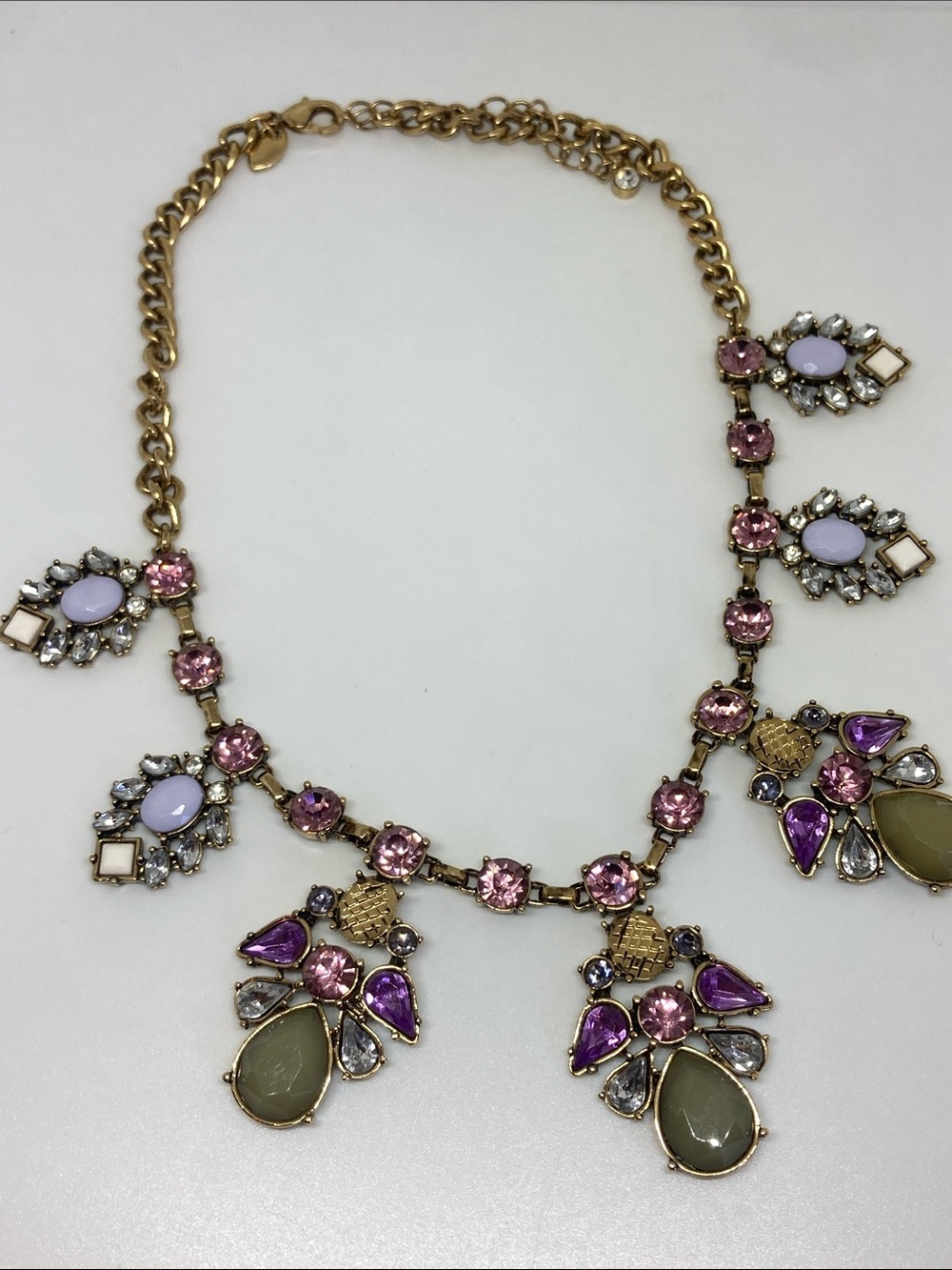 Gold-Tone Pink & Lavender Multi-Stone Statement Necklace